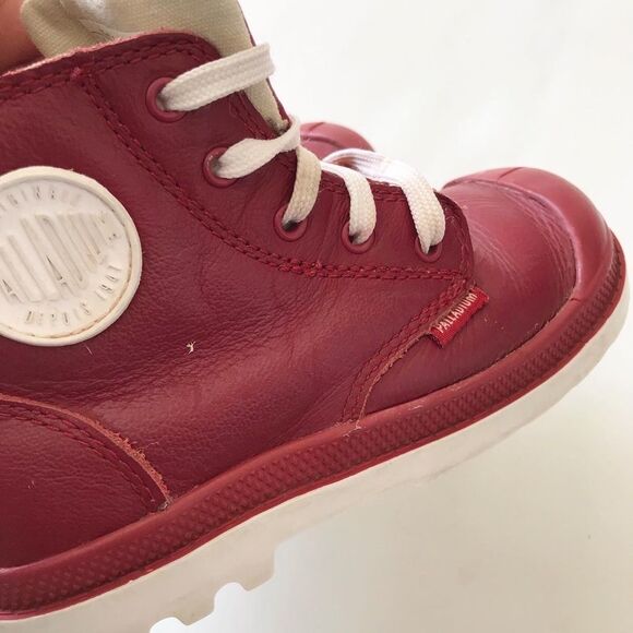 Palladium red leather boots EUC size 9 - Picture 6 of 8